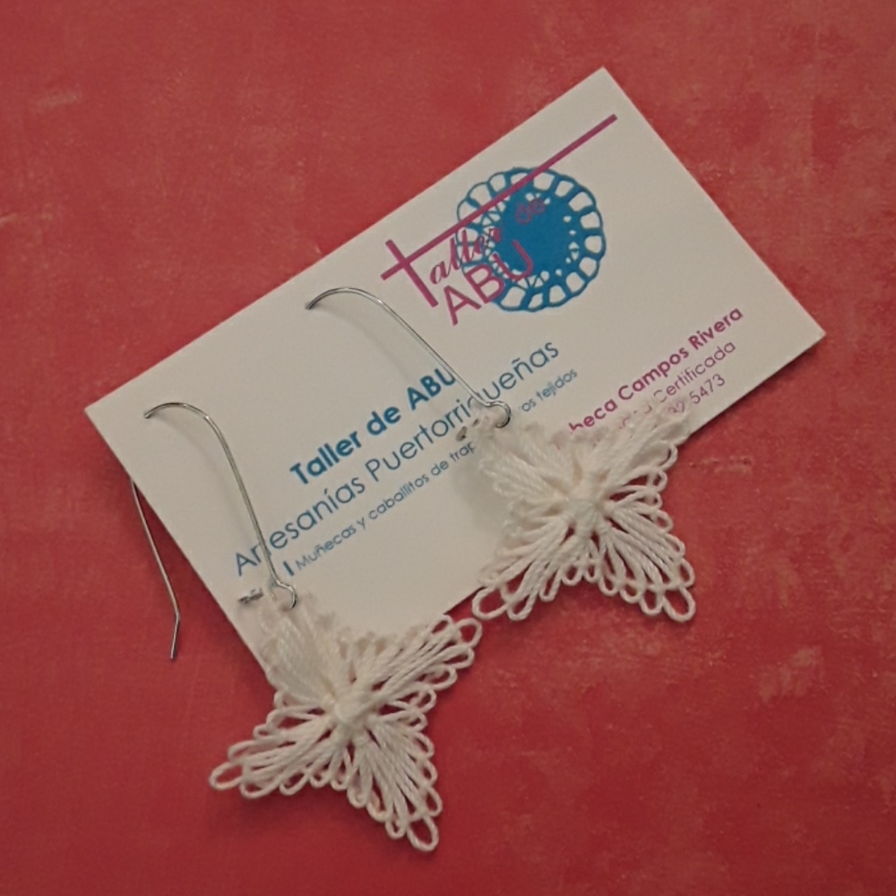 White Handmade earrings